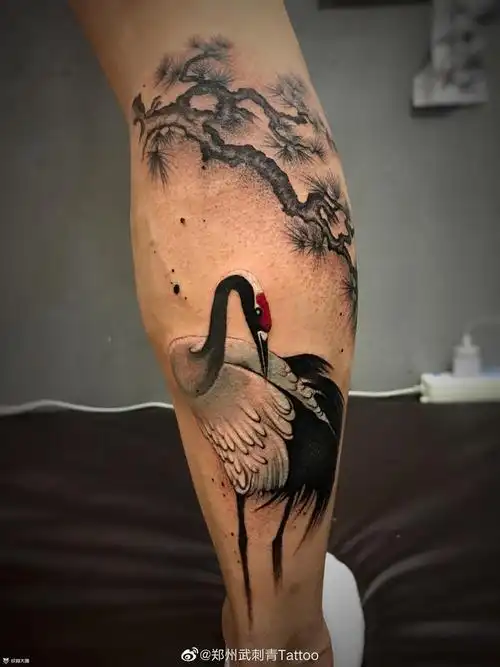 中国风鹤_纹身图案手稿图片_易鸣的纹身作品集