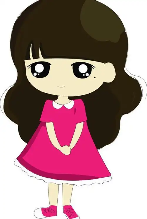 可爱小女孩萌粉红色裙