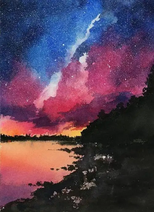 推荐画室北京成人画室梵高之路画室水彩星空