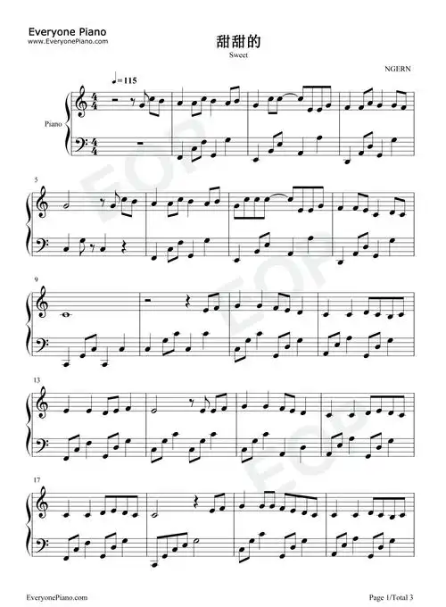 甜甜的-c调简单版