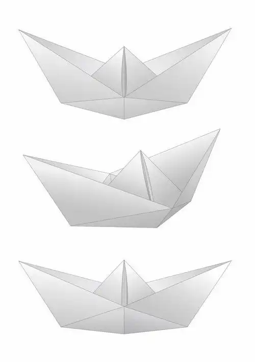 3款灰白色折纸船png图片免抠矢量素材