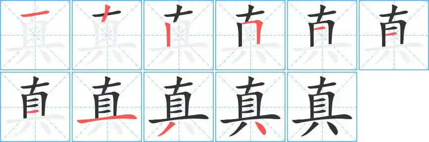 真字笔画笔顺真字怎么写
