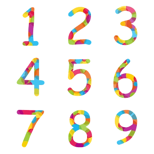 彩色可爱气泡数字123456789