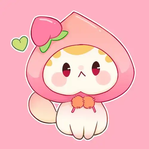 卡通手绘萌宠水蜜桃可爱猫猫头像图片