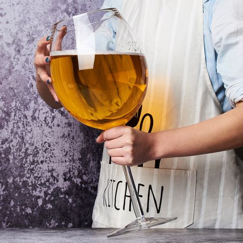 巨型超大英雄杯高脚啤酒杯玻璃特大3000ml扎啤杯大号红酒杯大容量