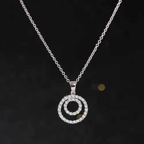 日韩情侣项链女气质网红银色圆形吊坠轻奢小众设计感个性锁骨链