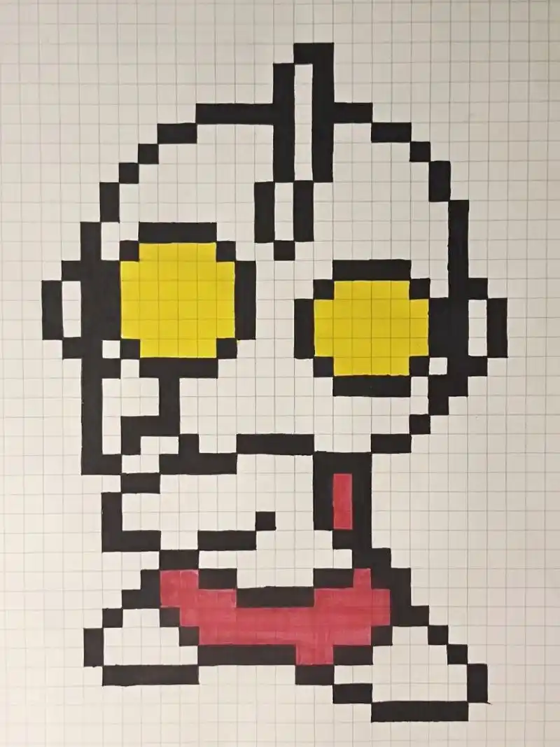 奥特曼像素画教程 (相信光吗) 奥特曼像素格子画 b5网格本 马克笔