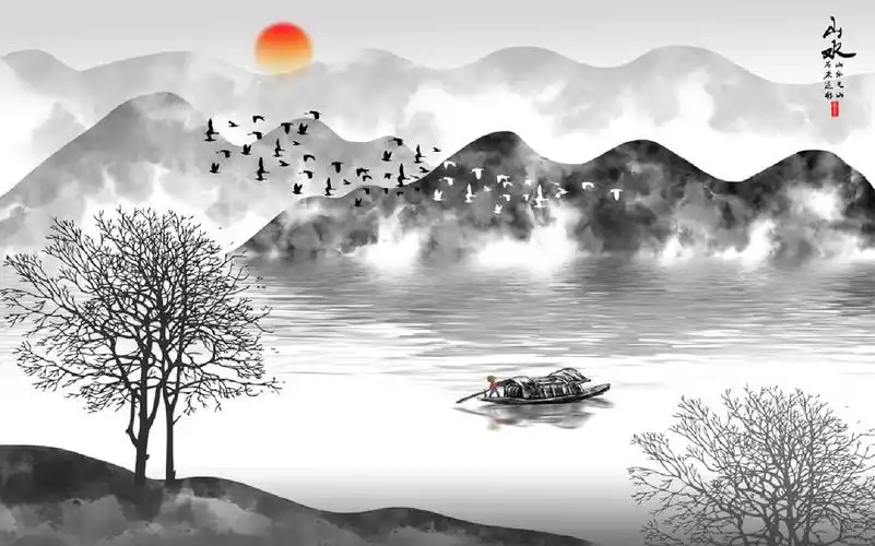 壁画☞黑白意境山水 - 美篇