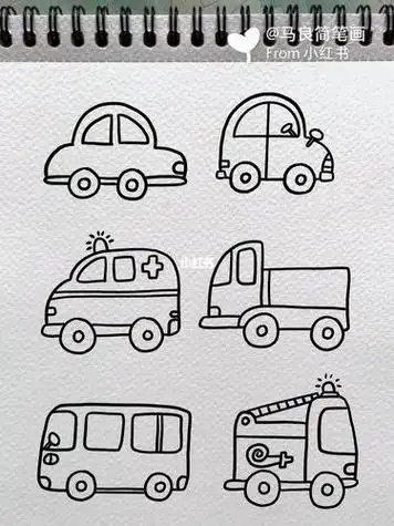 幼儿园简笔画动物汽车