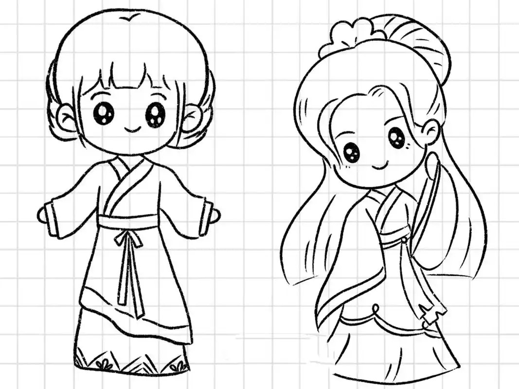 简笔画|手绘可爱古风小人头像汉服小姐姐 临网络 这个世界其实很公平