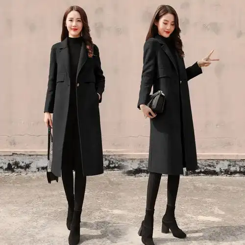 2019冬季新款女装羊绒呢子大衣茧型流行中长款修身毛呢外套女士潮