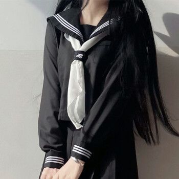 黑三本基础款jk制服套装正版水手服中间服学生校服 黑色三本长袖(送)