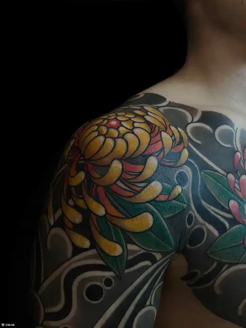 半甲七分臂日式菊花泡云