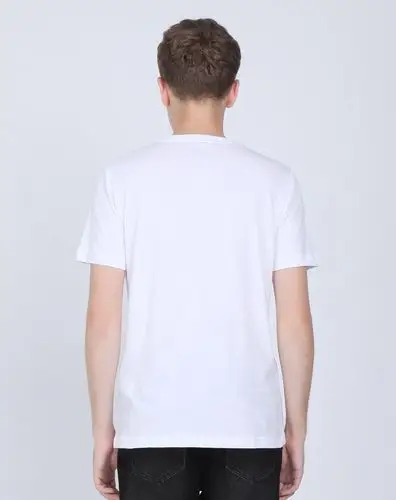 男款漂白色图案印花字母t恤