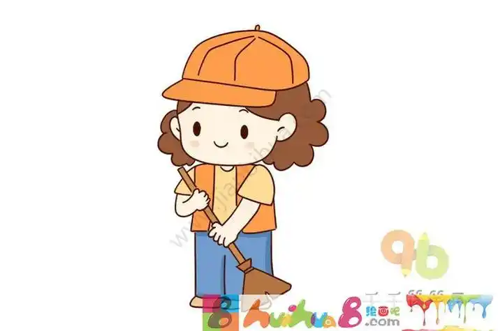 打扫卫生彩色简笔画