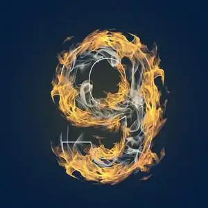 炫酷火焰烟雾光效数字9