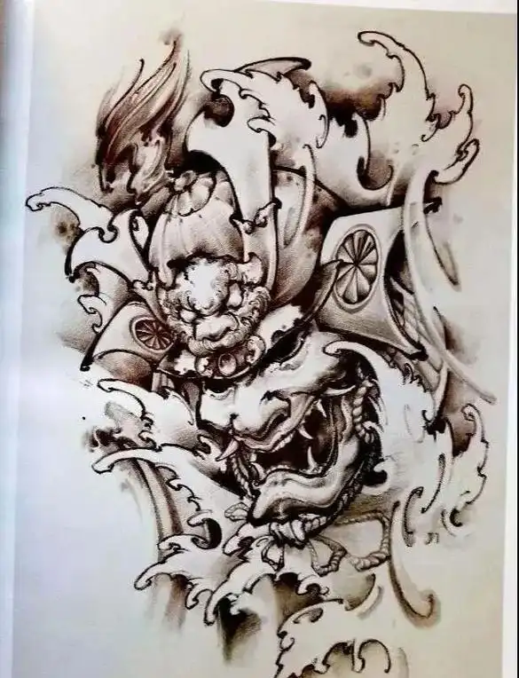 鬼武士纹身图案#彩色纹身图案#黑色纹身图案#花臂纹身#包小臂 - 抖音