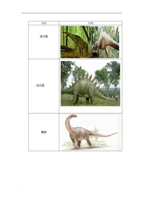 恐龙名称及图片