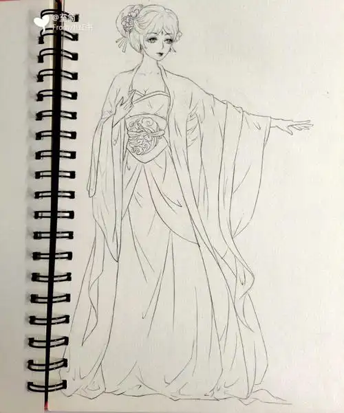 临摹古风美女线稿