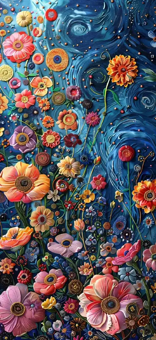 ai绘画#油画风花海壁纸 创意 花朵 15pm尺寸#高清壁纸图片