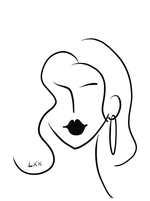 极简风抽象线条设计黑白插画简笔装饰手绘少女