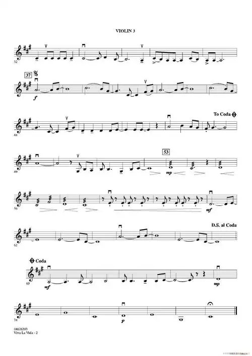 vivalavida第三小提琴分谱