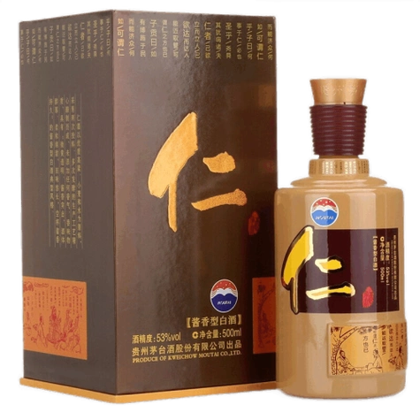 茅台仁酒 酱香型白酒 53度 500ml 茅台股份有限公司出品(无手提袋) 单