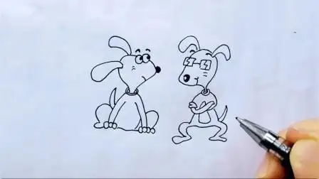 两只小狗简笔画