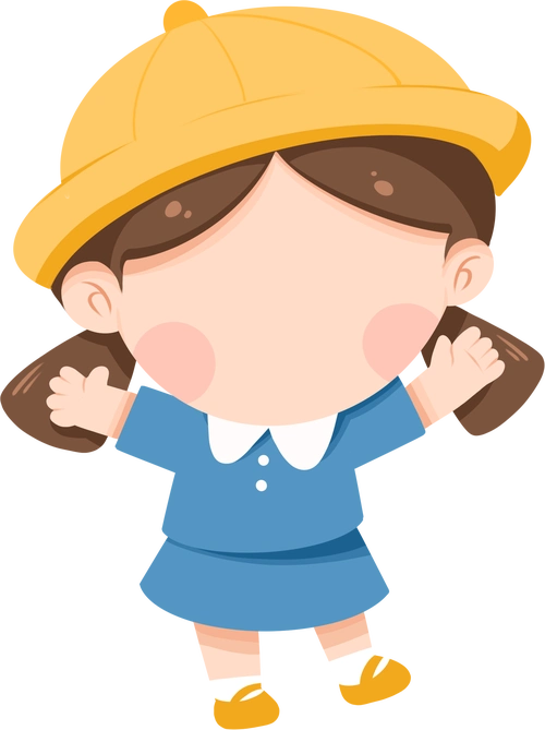 戴黄帽子的小女孩卡通人物如何画?