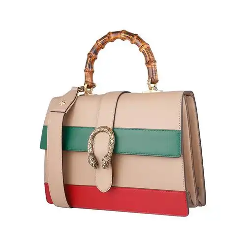 gucci古驰dionysus系列女士红绿织带竹节手提虎头扣酒神包421999