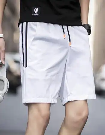 短裤男 五分裤男士休闲裤宽松运动短裤男韩版潮流2018潮百搭夏天 白色