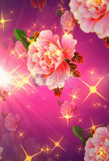 gif动态图片下载,该gif动态图片标题为牡丹星光喜庆中国风背景素材
