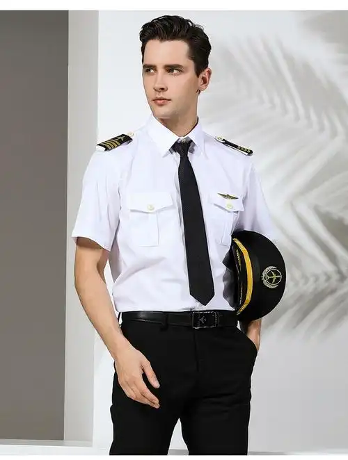 航空制服空少衬衫男长飞行员衬衫男空少衬衣短夏季制服工作服飞扣短