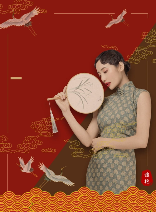 中国风旗袍背景