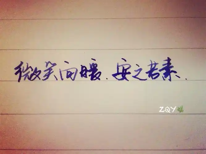 微笑向暖,安之若素. 手写 文字