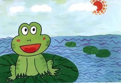 小青蛙跳荷叶的简笔画