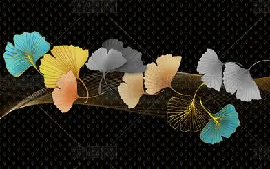 原创花纹图案-高贵大气轻奢银杏叶北欧风系列花纹图案家居数码图案