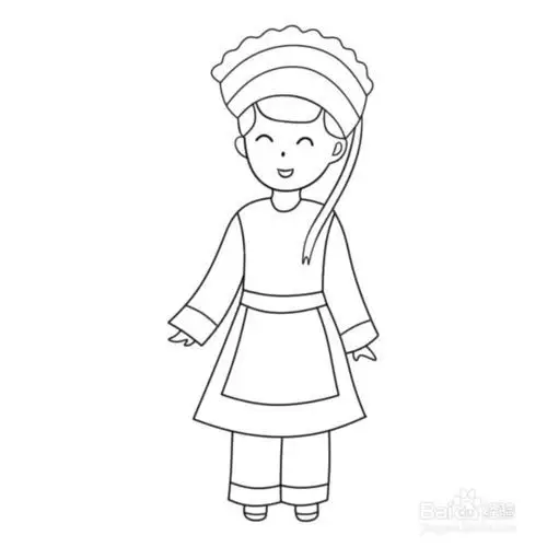 简笔画-如何画q版白族女人的简笔画