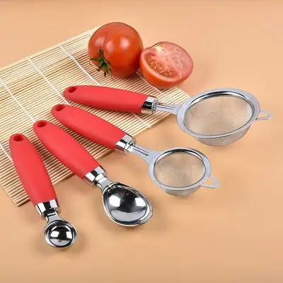 厨房小工具_厨房4件套 厨房小工具 挖勺 油捞油格滤勺 冰淇淋挖勺 雪
