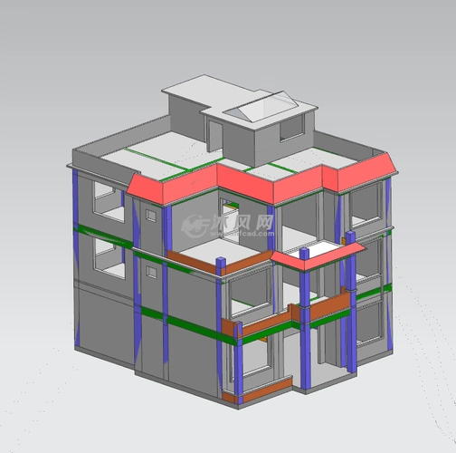 三层别墅模型图 - 建筑模型图纸 - 沐风网