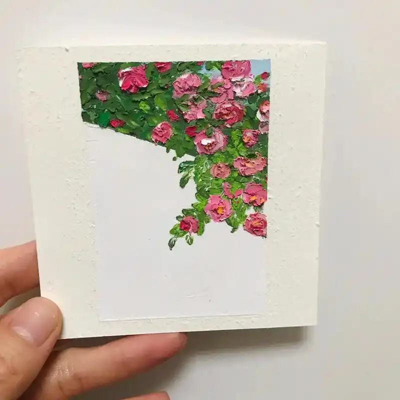 重彩油画棒 #每日一画 蔷薇出墙 - 抖音