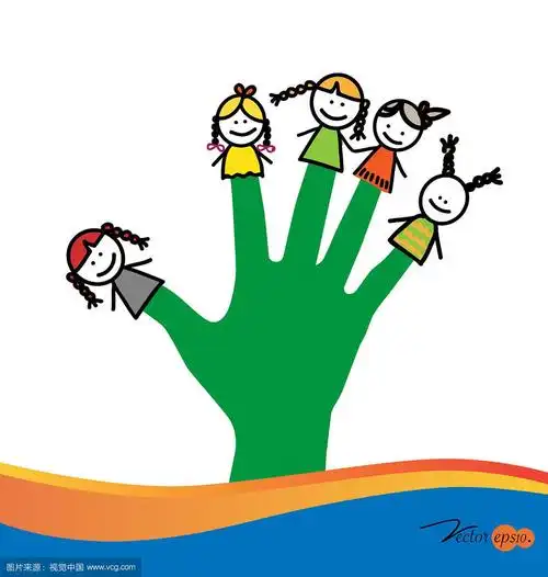 可爱快乐的卡通孩子的手指