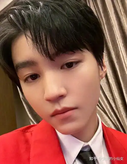 王俊凯的眼睛是很漂亮的桃花眼,上眼脸弧度比较大,整体眼睛较长,眼尾