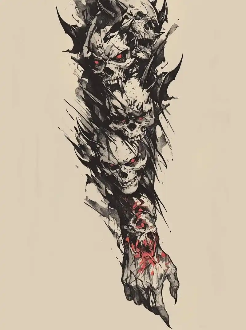 🎃 暗黑骷髅花臂:神秘与力量的象征 💀骷髅头代表着死亡和再生