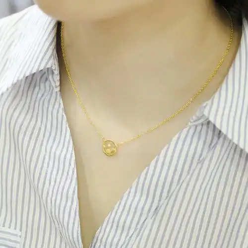 金地珠宝皇冠圆圈黄金套链足金9999金项链女款