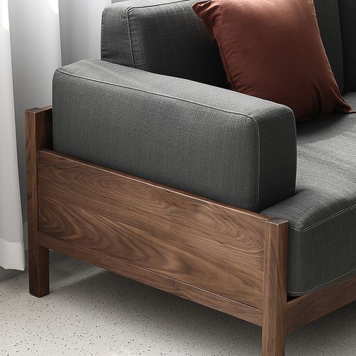 凡人家私全实木沙发黑胡桃木日式简约北欧客厅家具三单人布艺整装