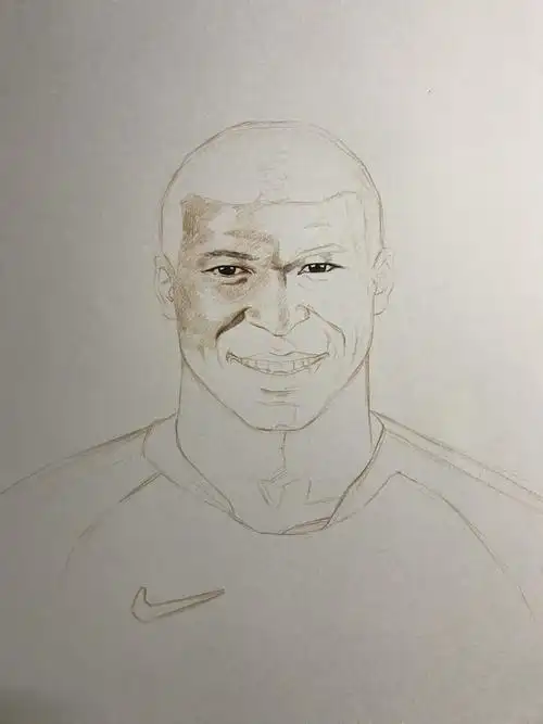 彩铅人物系列-法国球星 姆巴佩|纯艺术|绘画|金波大叔 - 原创作品