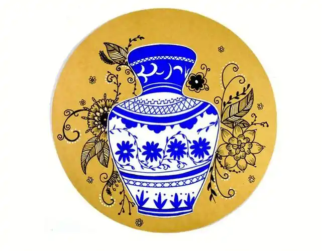 青花瓷线描儿童画