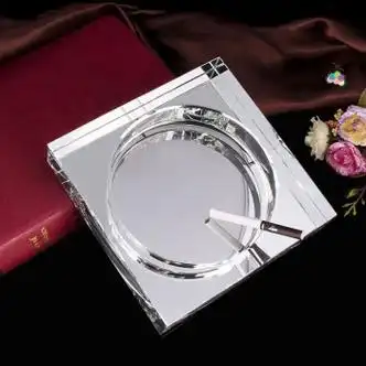 霜魄烟灰缸玻璃超大方形水晶烟灰缸图案定制书房客厅酒吧彩印玻璃烟缸
