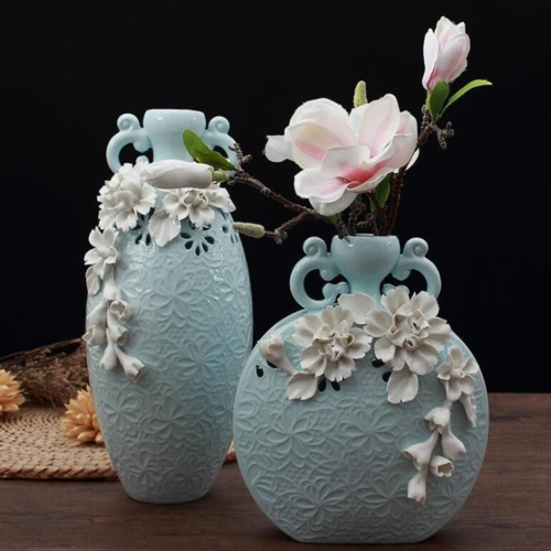 供应 花瓶摆件手捏陶瓷插花手工工艺品简欧现代客厅酒柜装饰品.